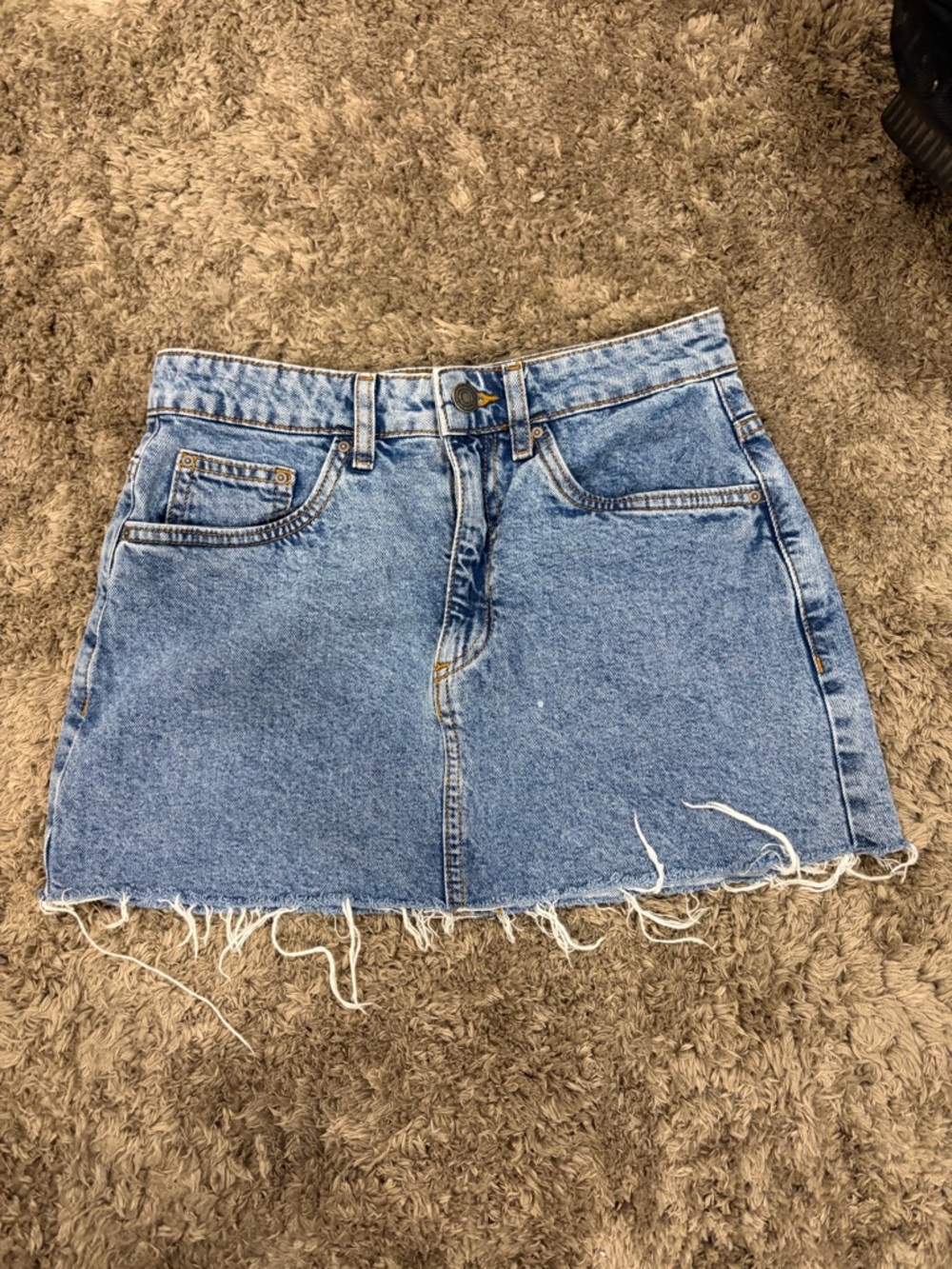 Cotton On Light Blue Denim Mini Skirt with Frayed Hem